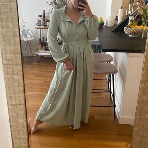 Flowy, mint maxi dress from SHEIN pearl sleeves
